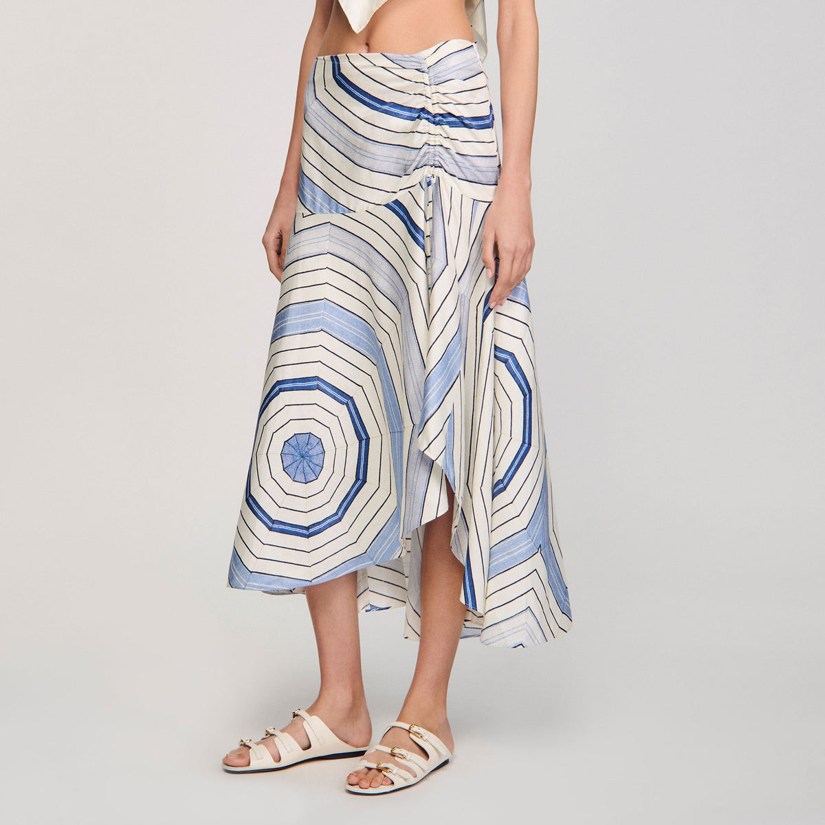 Sandro Spiral-motif maxi skirt Sky Blue