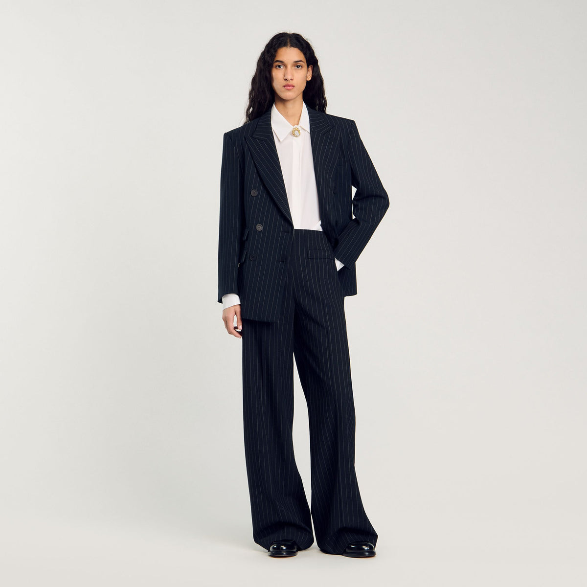 Sandro Chalk-striped trousers Black