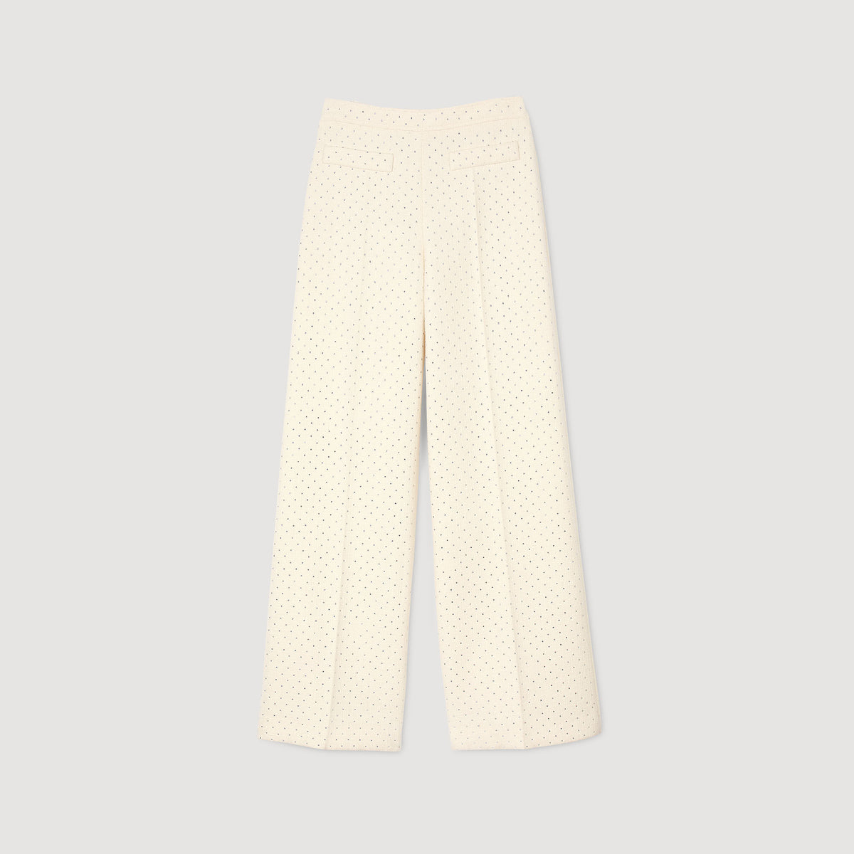 Sandro Tweed rhinestone-covered trousers Ecru