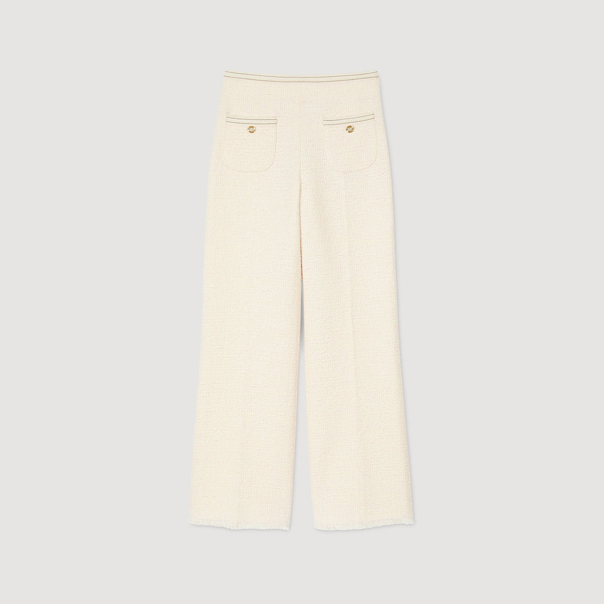 Sandro Decorative tweed trousers Ecru / Pink