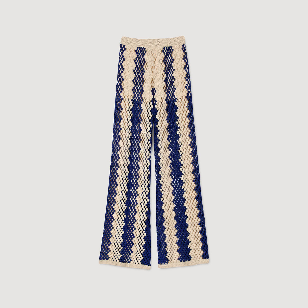 Sandro Two-tone open weave pants Blue / Ecru
