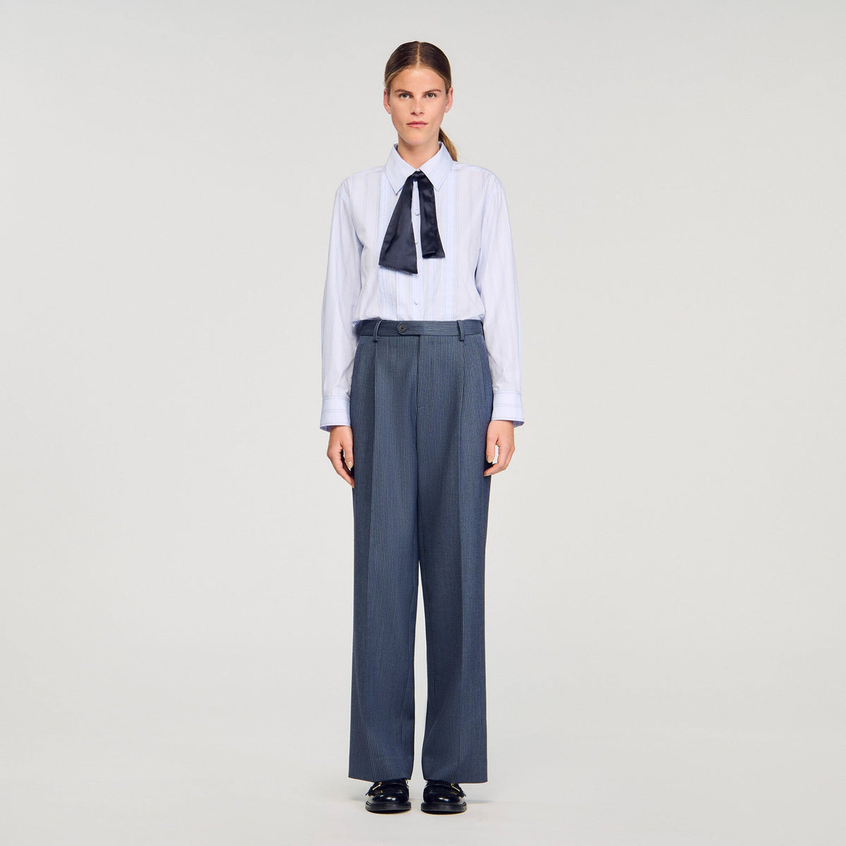 Sandro Striped wide-leg trousers Blue