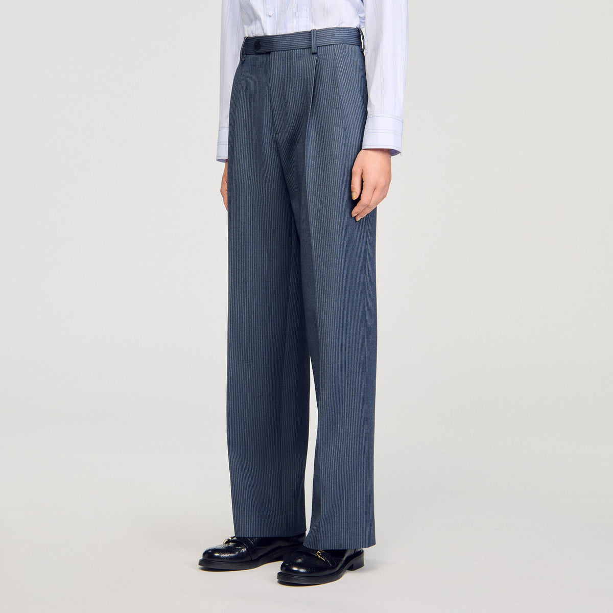 Sandro Striped wide-leg trousers Blue