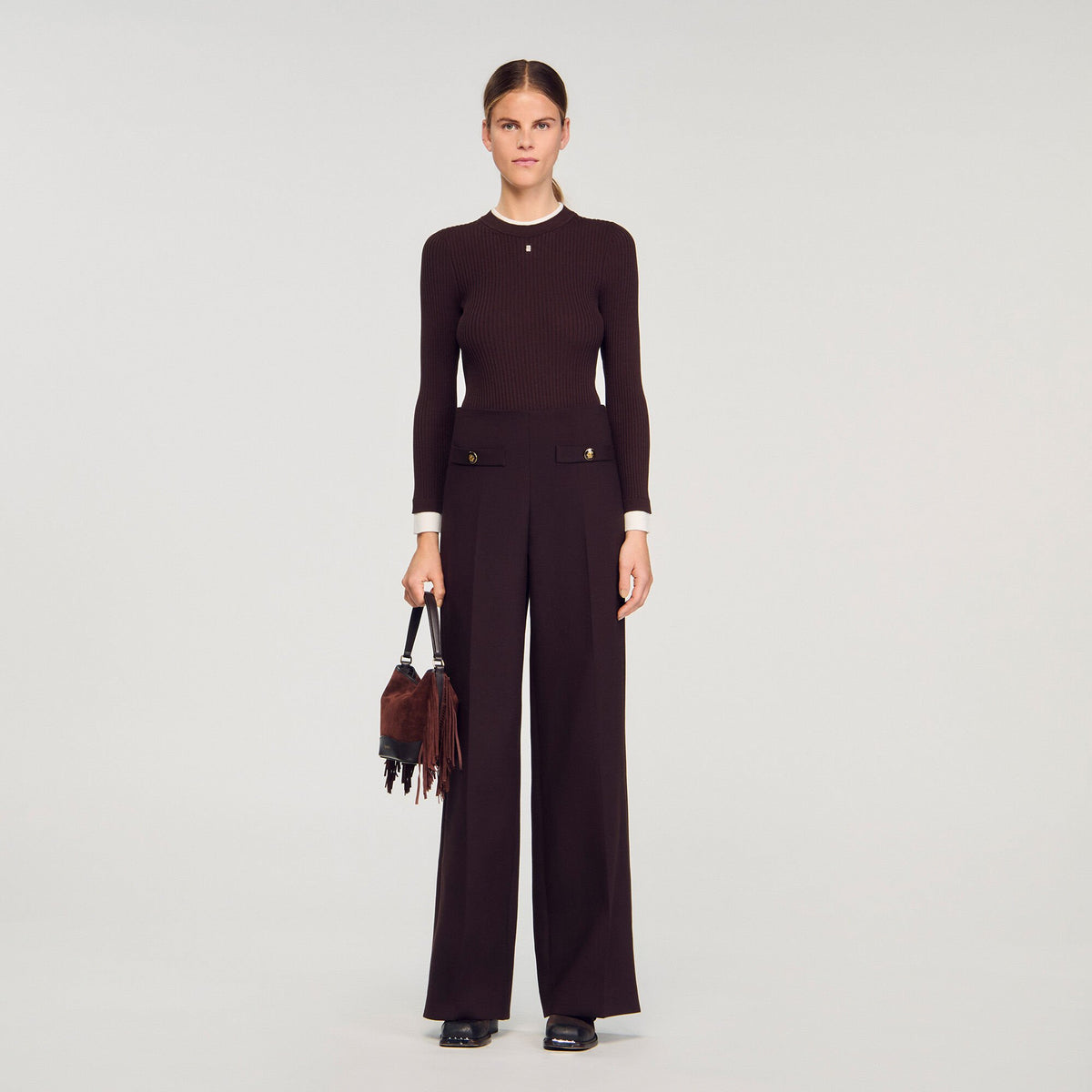 Sandro Flared trousers Brown