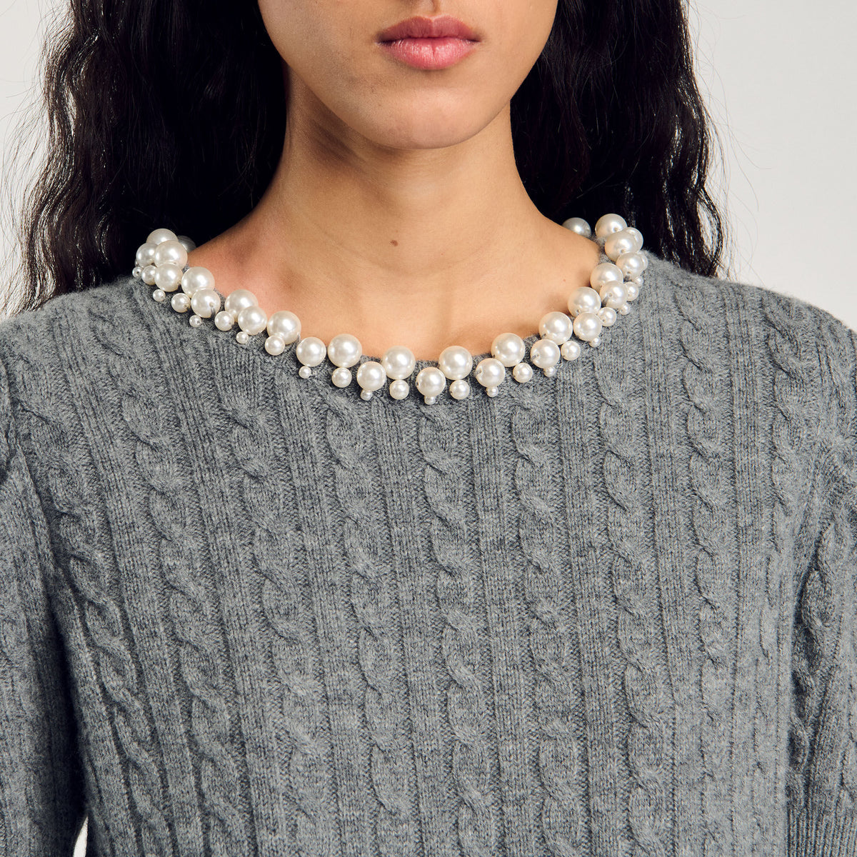 Sandro Cable knit sweater Grey