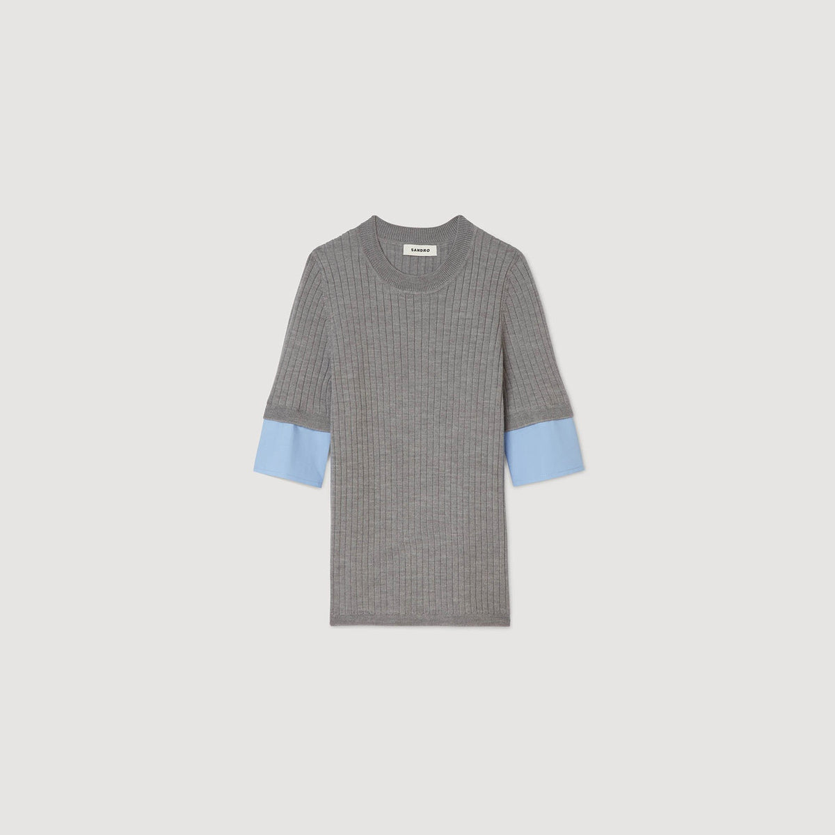 Sandro Sweater with contrast short sleeves Grey