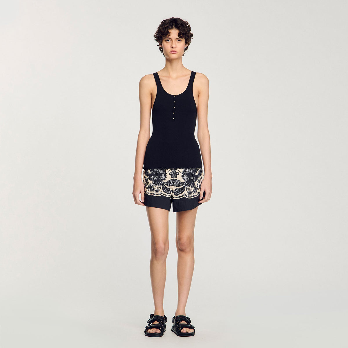 Sandro Rib knit vest top Black