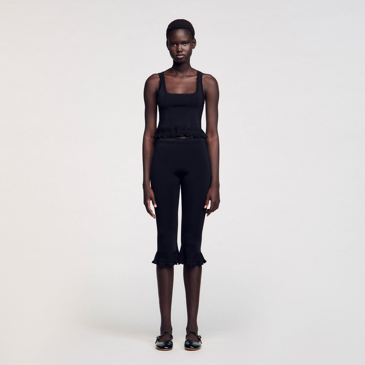 Sandro Ruffled top Black