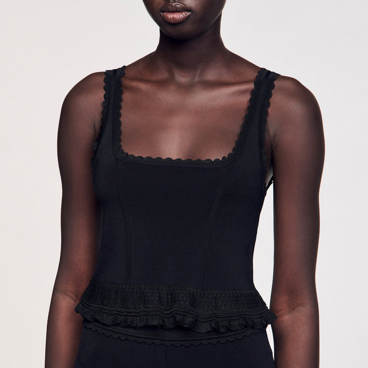 Sandro Ruffled top Black
