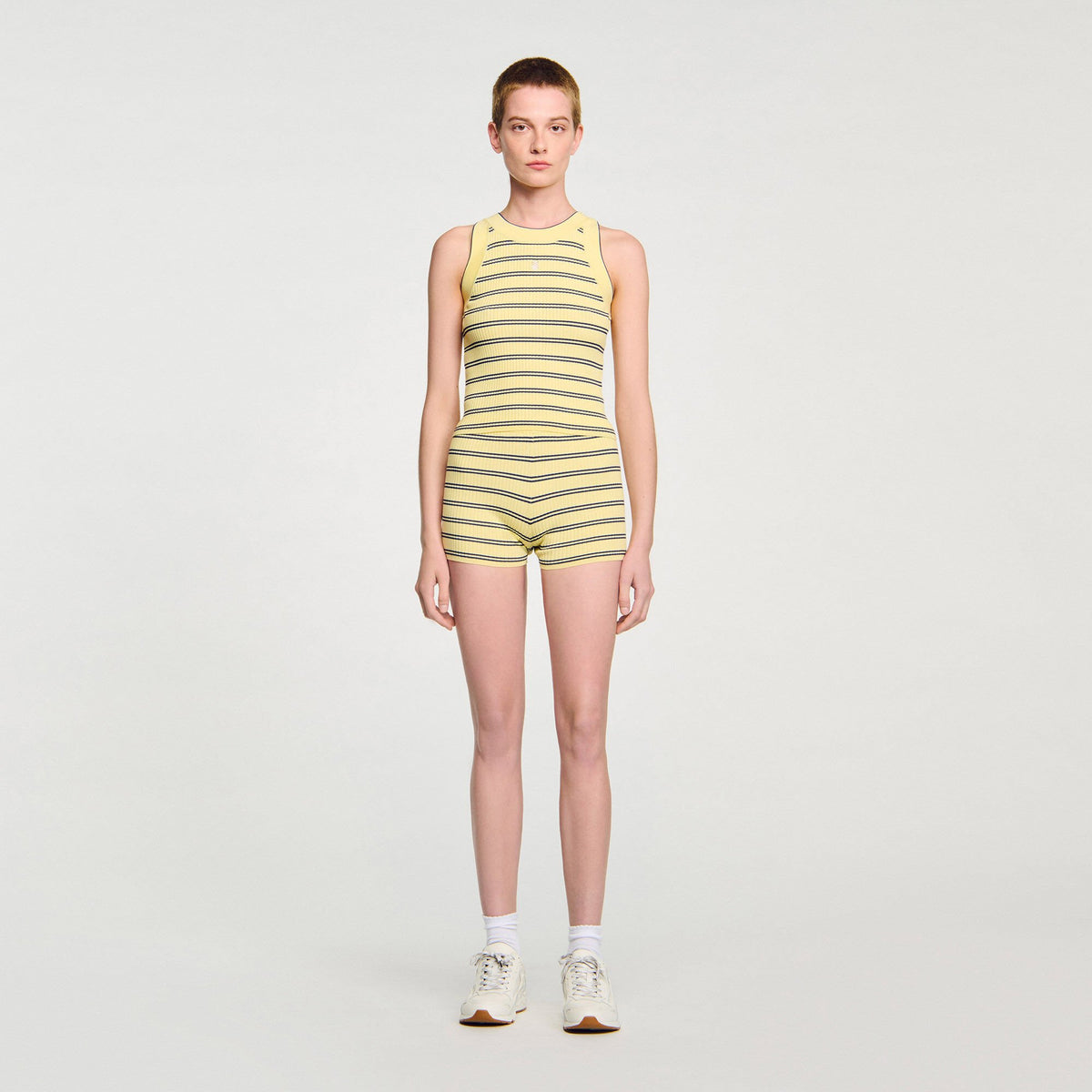 Sandro Striped knit vest top Light Yellow