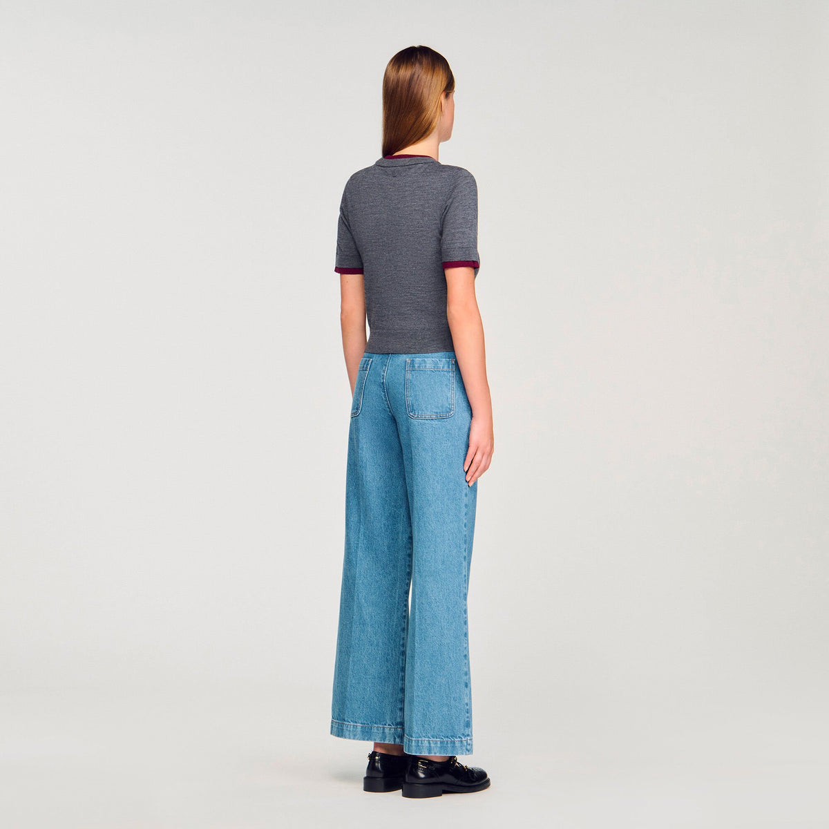 Sandro Two-tone cropped sweater Grey