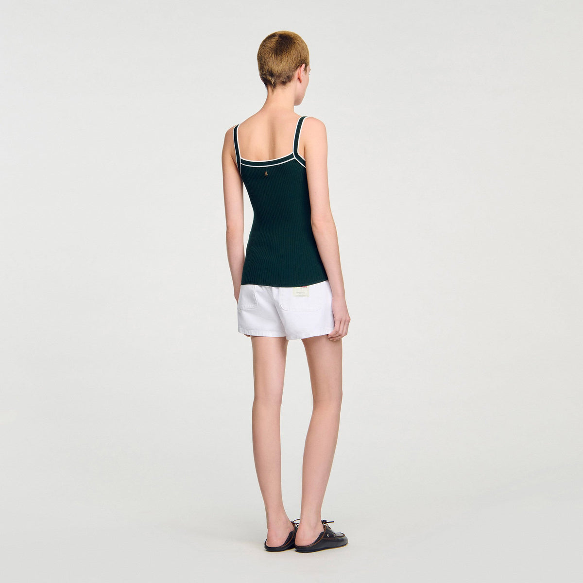 Sandro Two-tone knit vest top Bottle Green