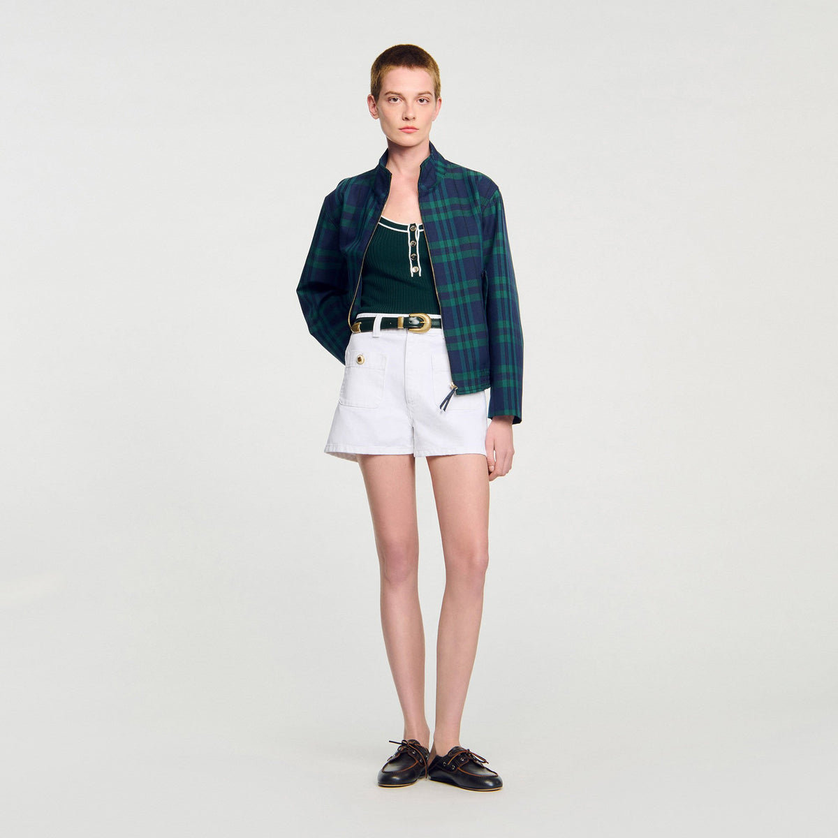 Sandro Two-tone knit vest top Bottle Green