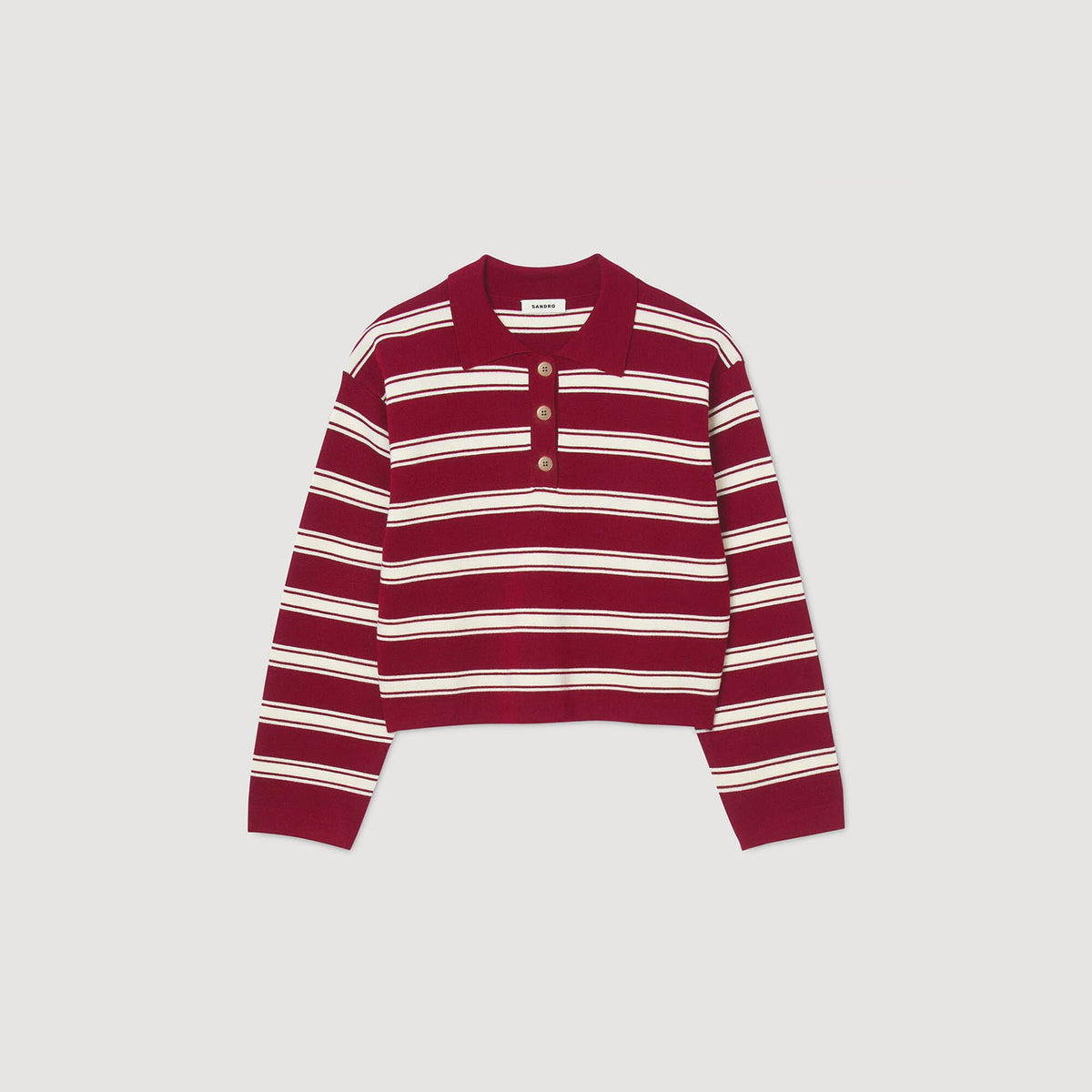 Sandro Striped polo sweater Bordeaux