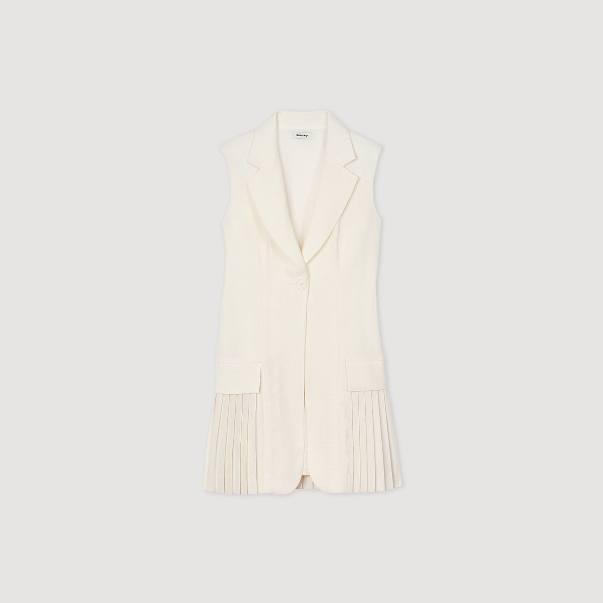 Sandro Mini pleated suit dress Ecru