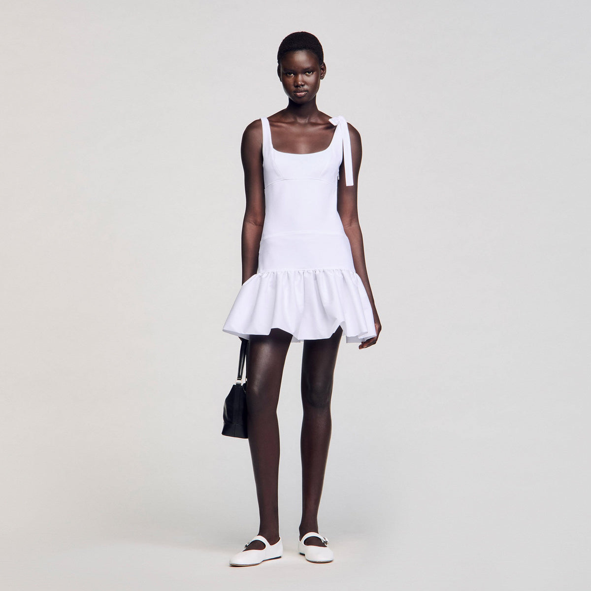 Sandro Dual-material mini dress White