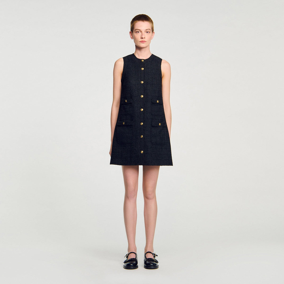 Sandro Mini tweed dress Black