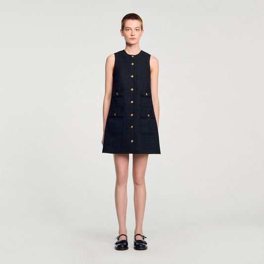 Sandro Mini tweed dress Black