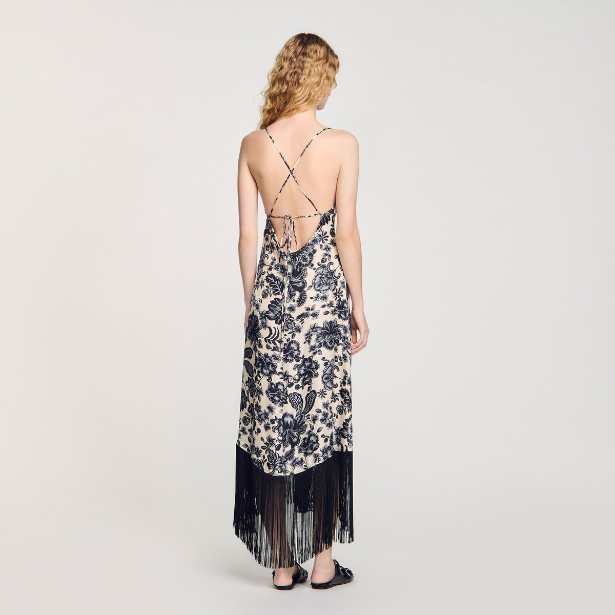 Sandro Floral print maxi dress Ecru / Black