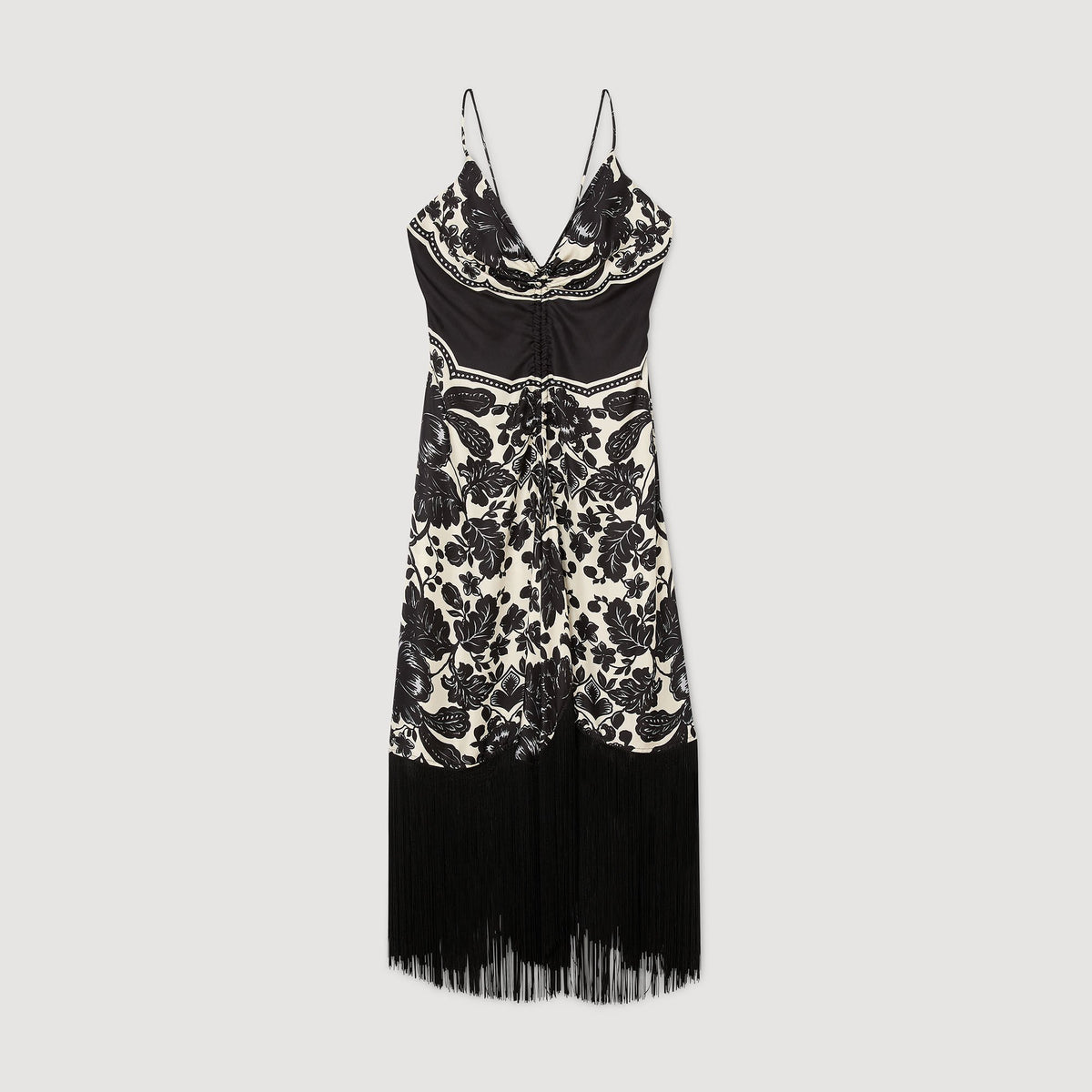 Sandro Floral print maxi dress Ecru / Black