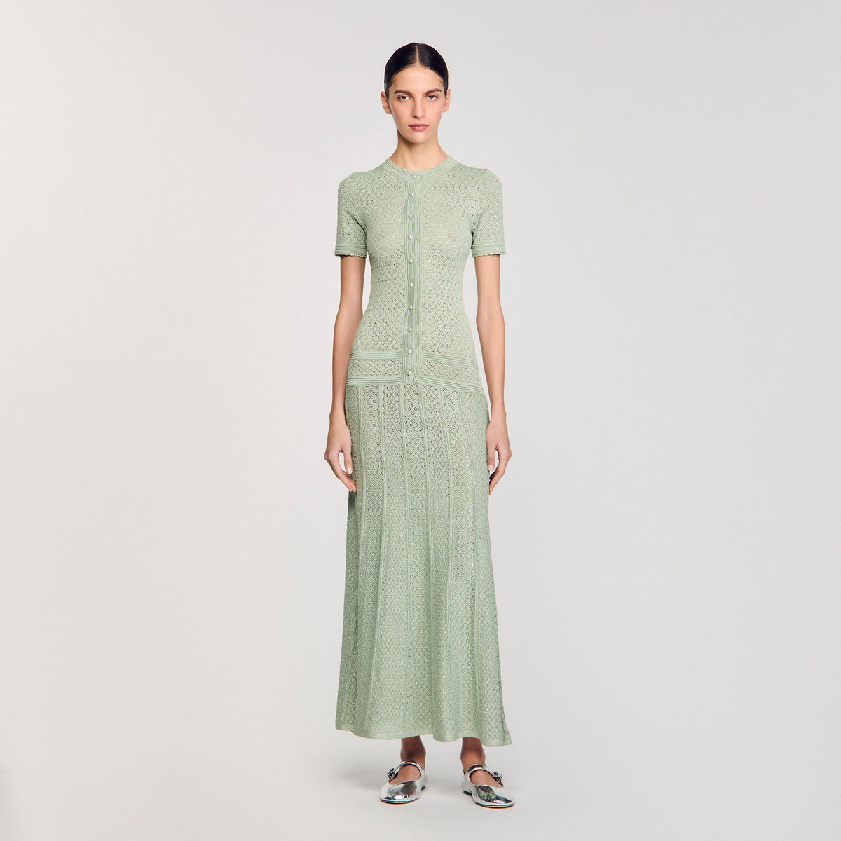 Sandro Knit maxi dress Almond Green