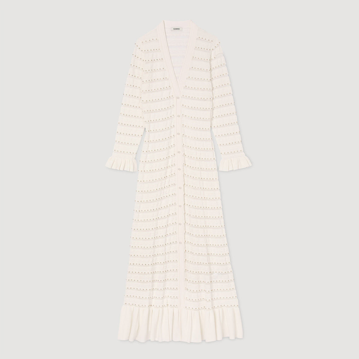Sandro Maxi dress with pearl details Ecru