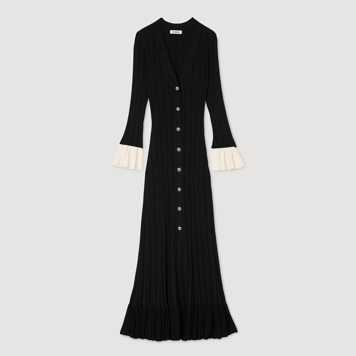 Sandro Two-tone knit maxi dress Black