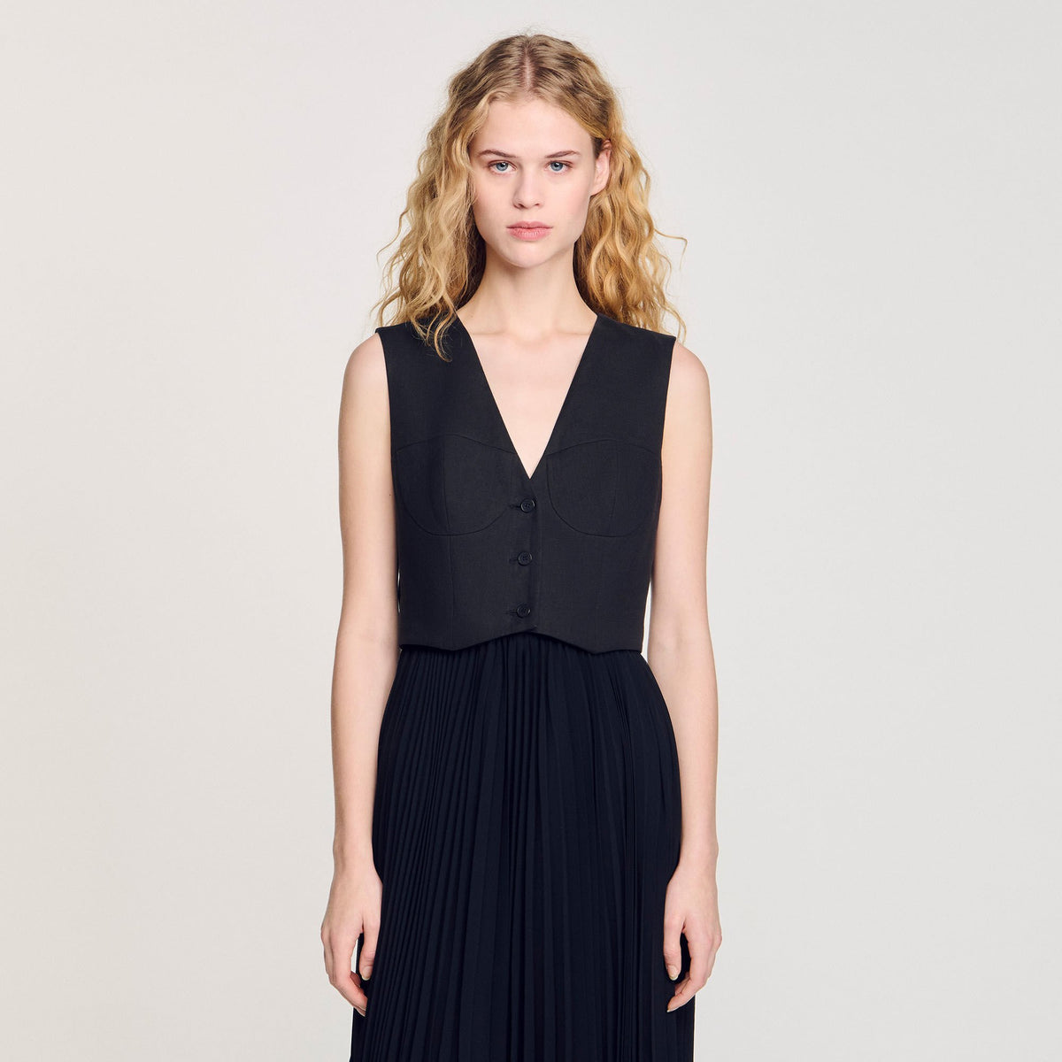 Sandro Pleated maxi dress Black