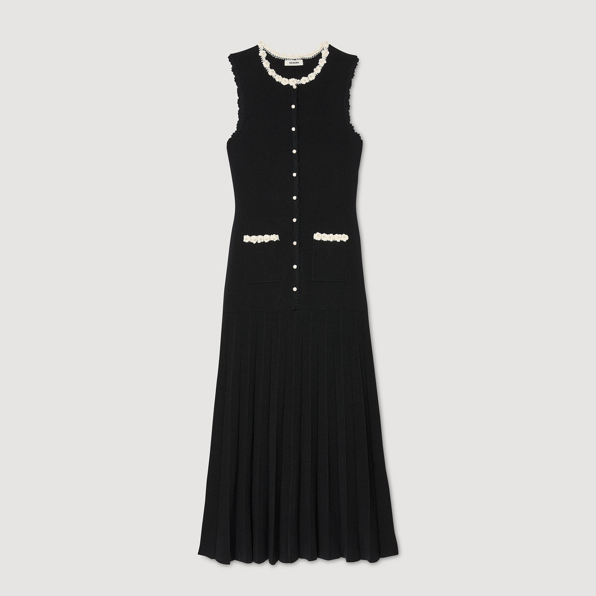 Sandro Maxi dress with crochet detailing Black
