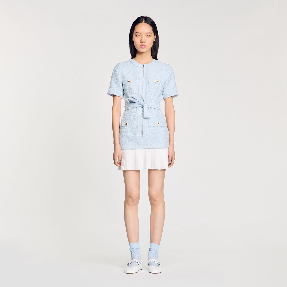 Sandro Mini tweed dress Sky Blue