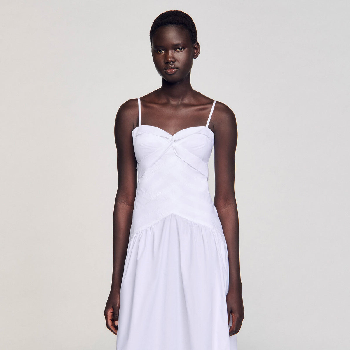 Sandro Draped bustier maxi dress White