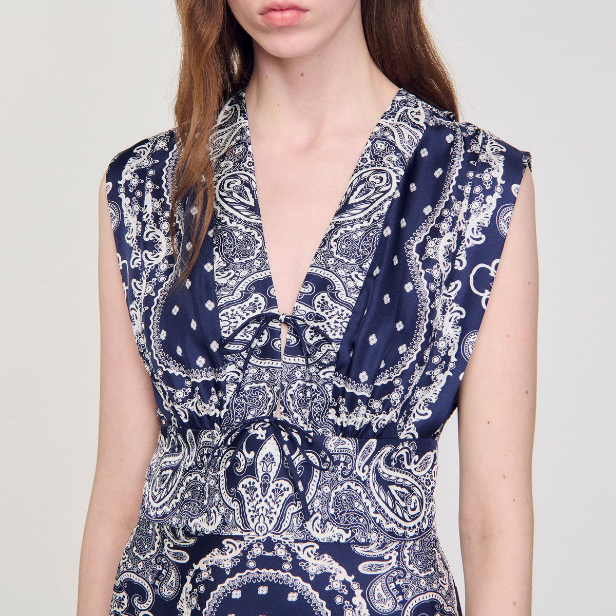 Sandro Bandana-print maxi dress Blu / White