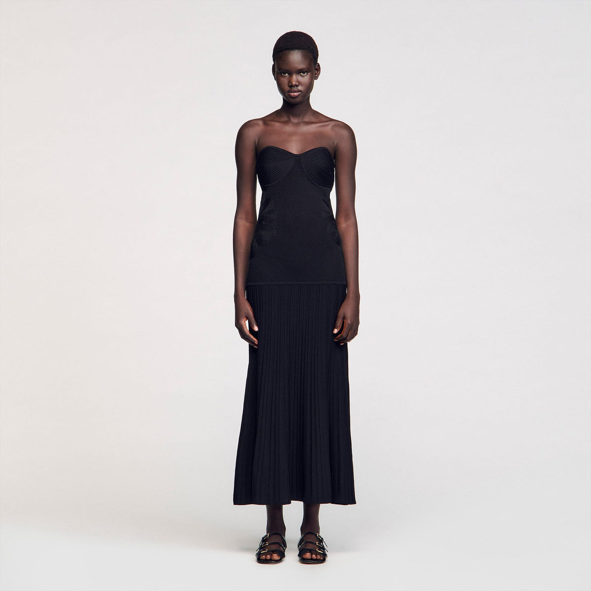 Sandro Bustier knit dress Black