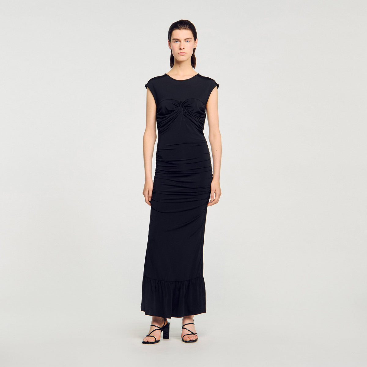 Sandro Draped maxi dress Black