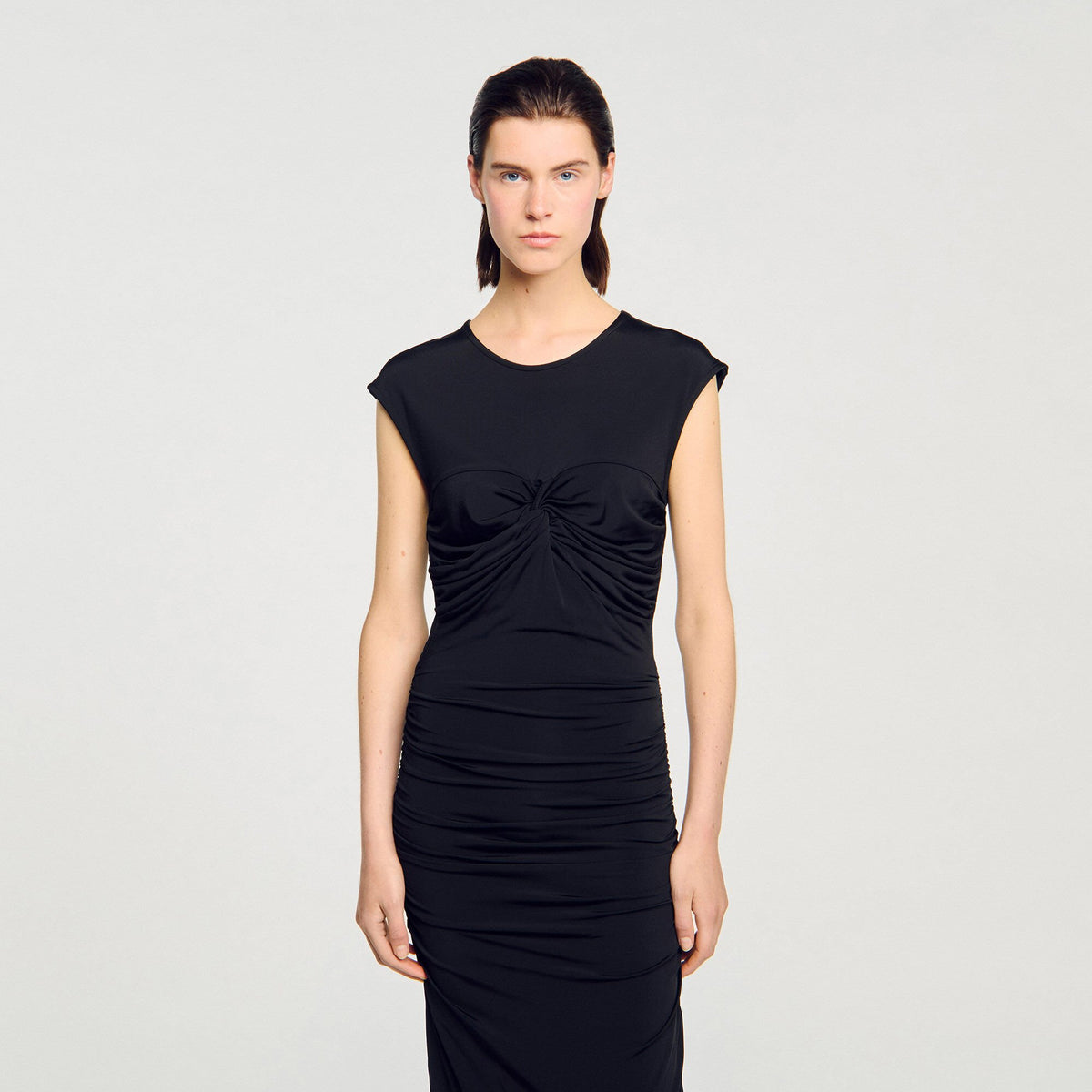 Sandro Draped maxi dress Black