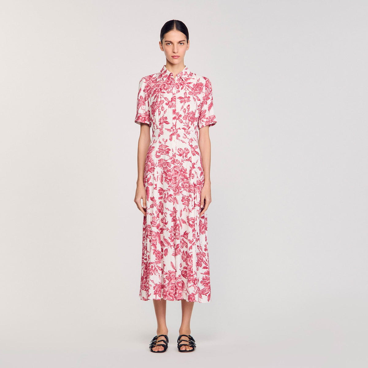 Sandro Floral patterned maxi dress White / Red