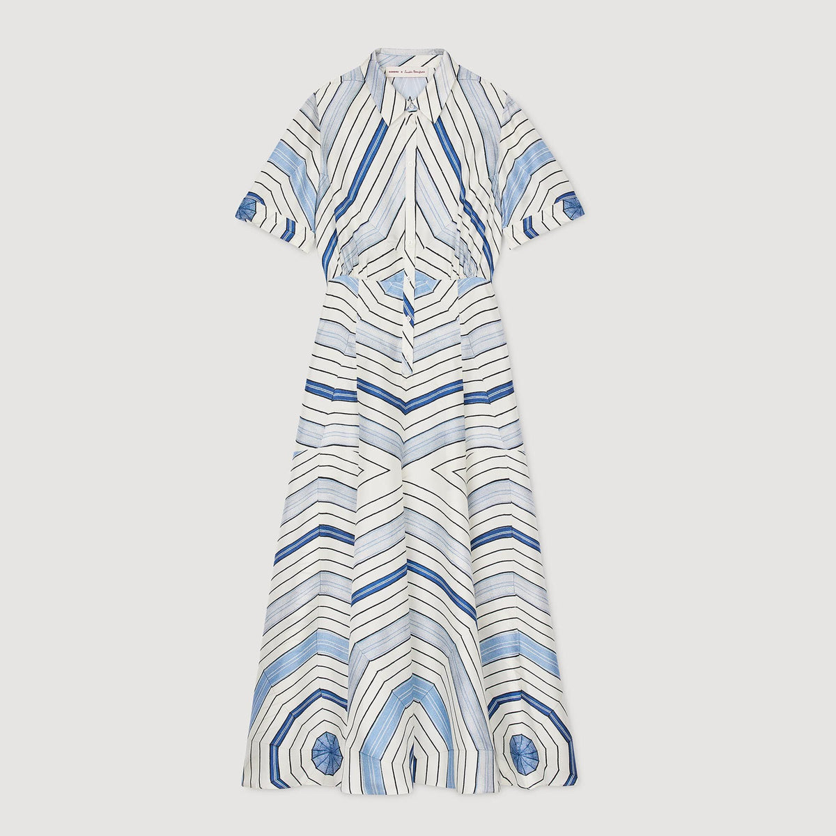 Sandro Spiral-motif silk midi dress Sky Blue