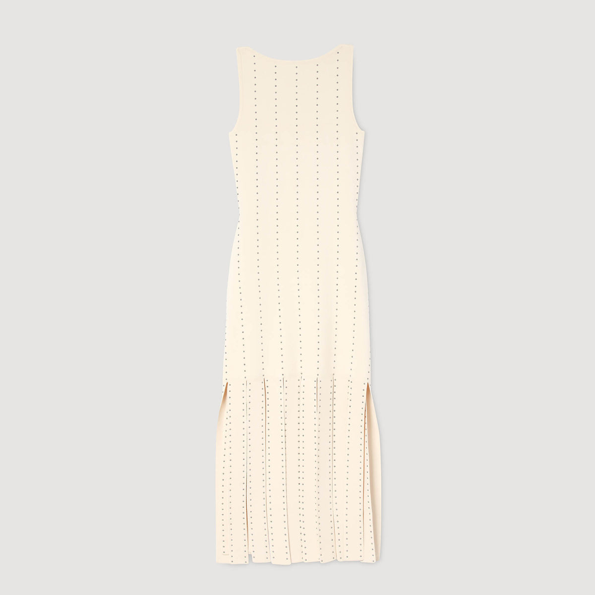 Sandro Fringed knit maxi dress Ecru