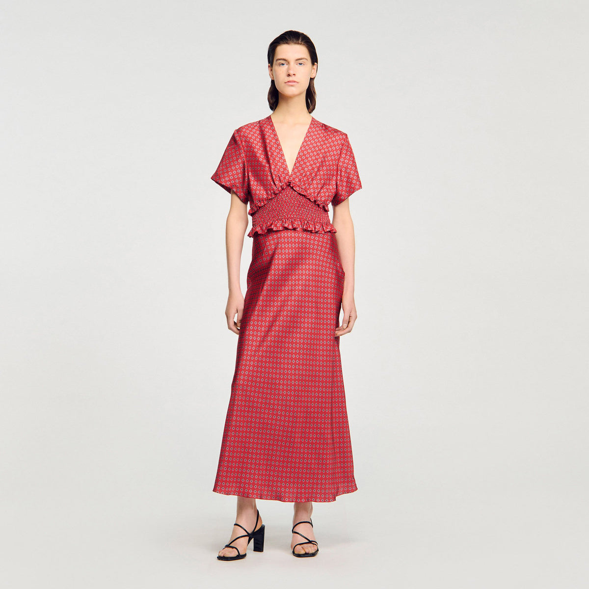 Sandro Scarf print maxi dress Red / Pink