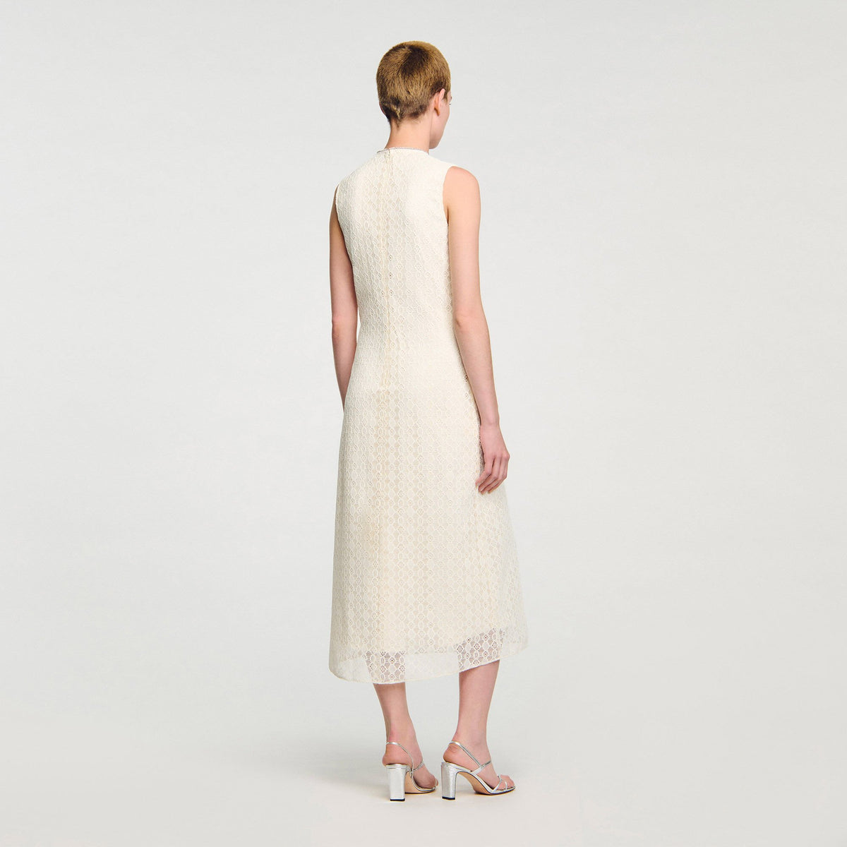 Sandro Lace keyhole maxi dress Ecru