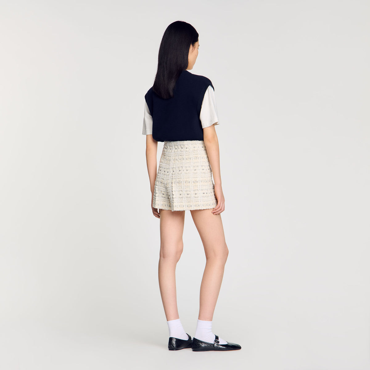 Sandro Decorative tweed shorts Ecru / Lurex