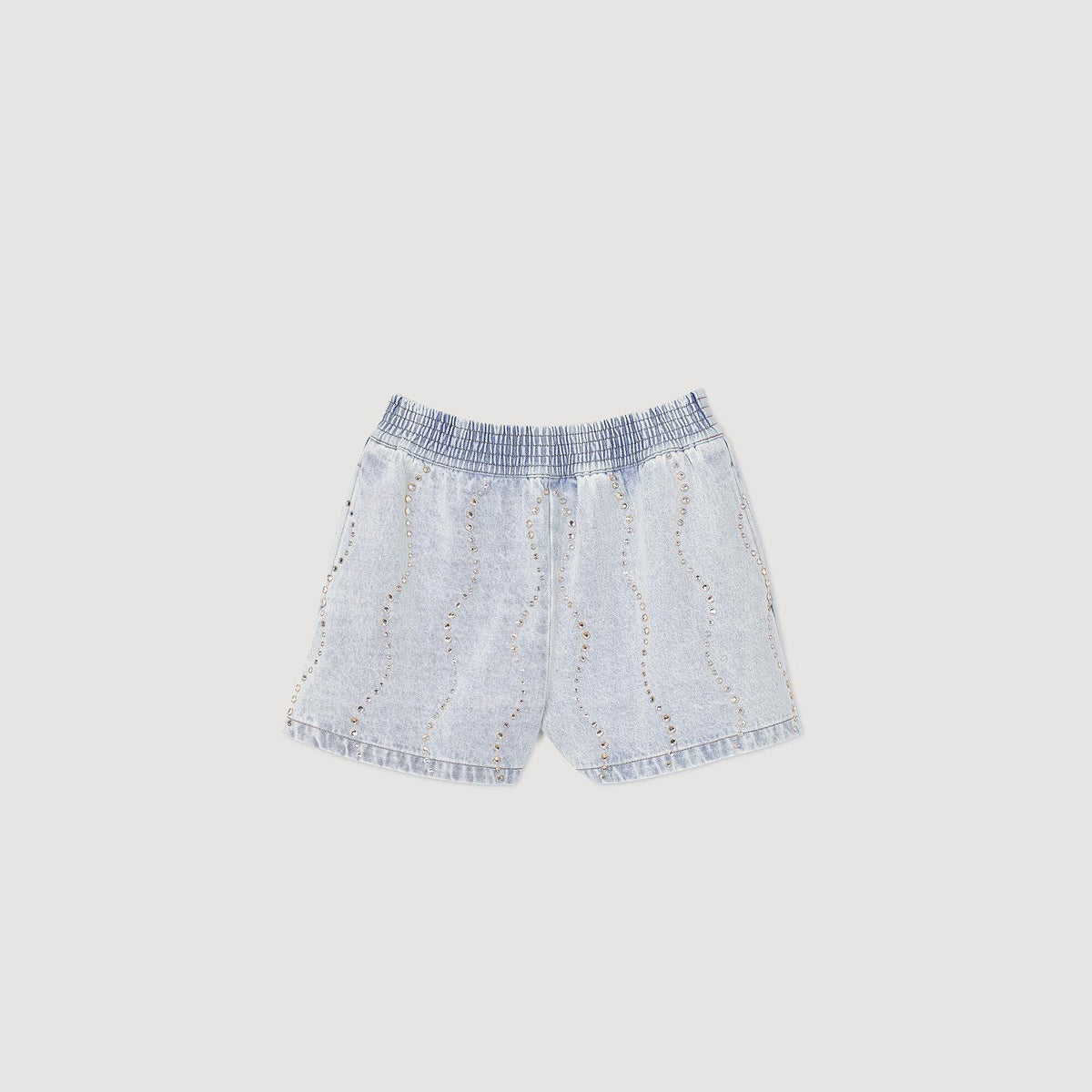 Sandro Beaded and rhinestone denim shorts Light Bu Jean