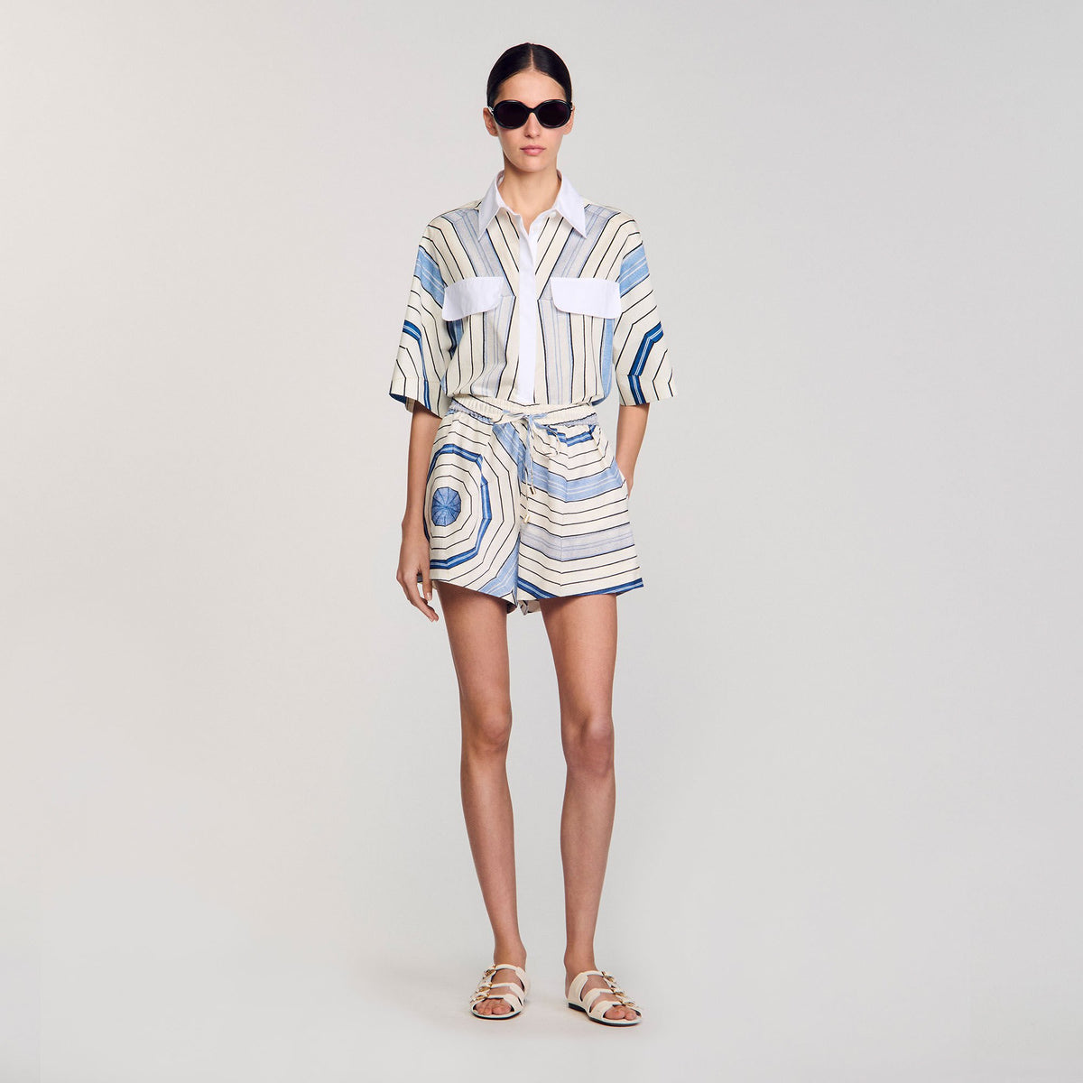 Sandro Spiral-motif shorts Sky Blue