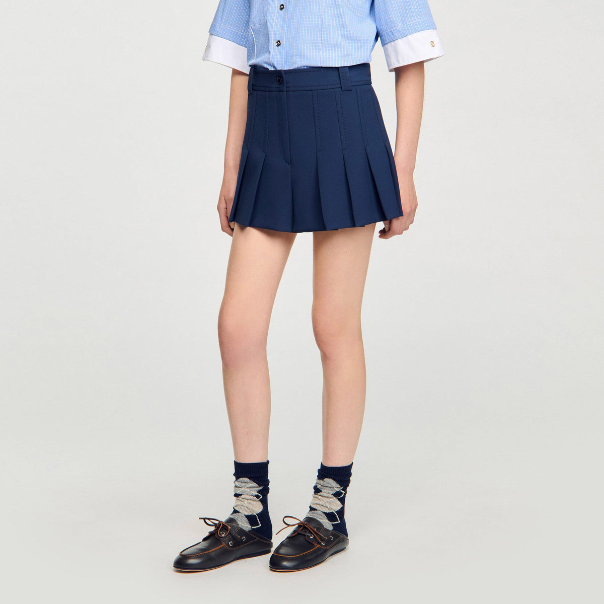 Sandro Tailored pleated shorts Navy Blue