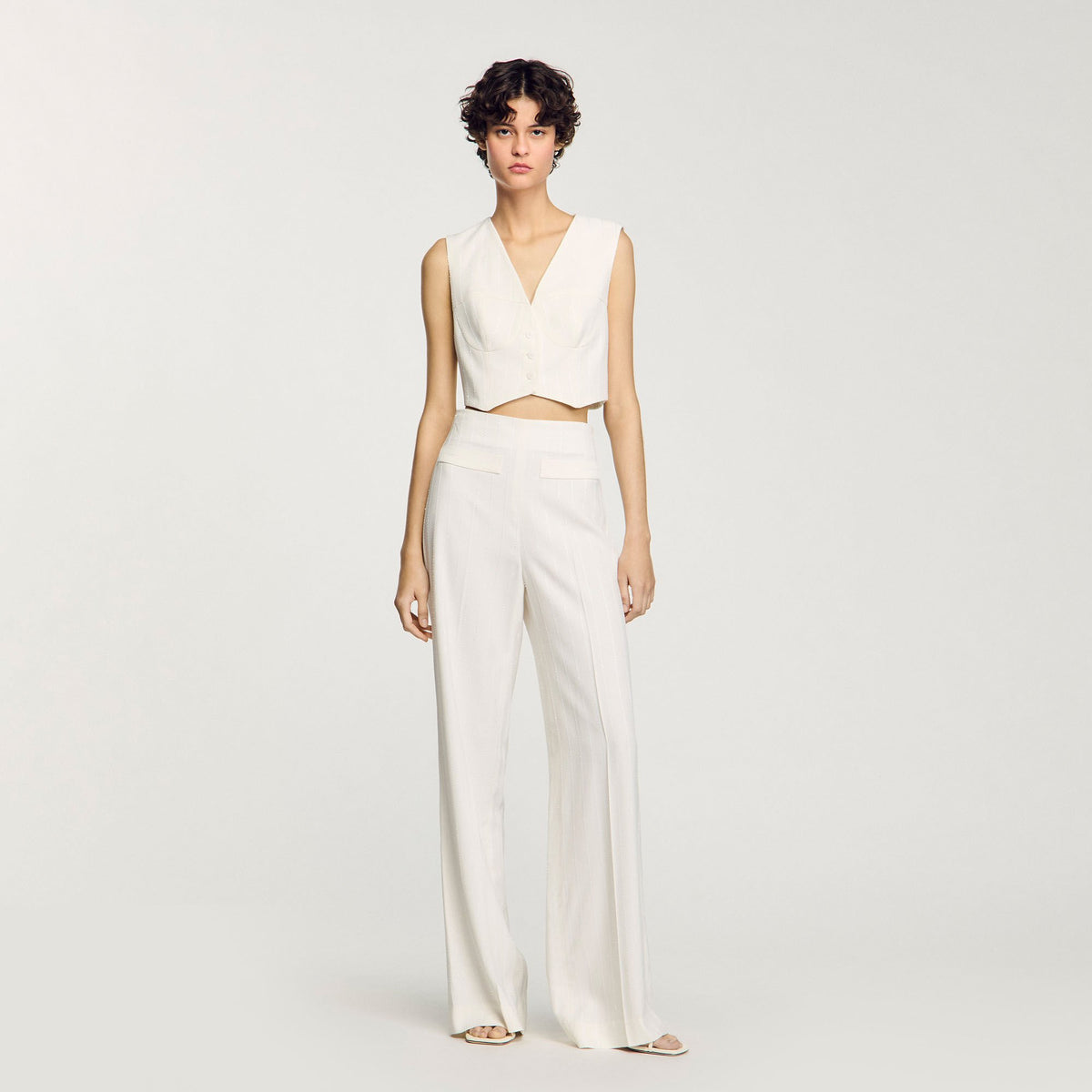Sandro Sequin cropped jacket Ecru