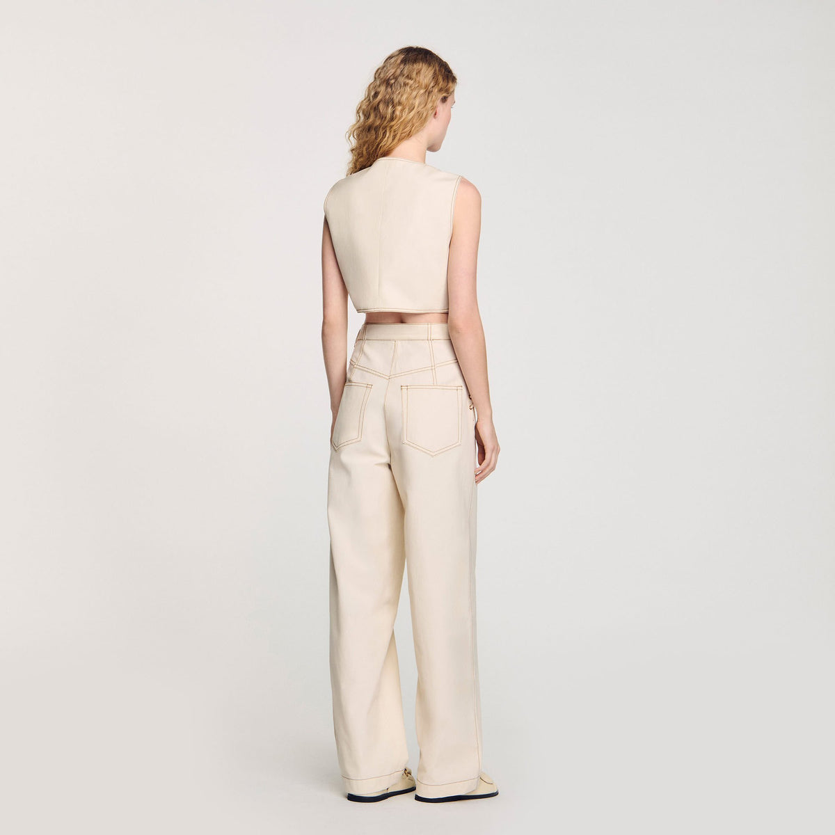 Sandro Denim cropped jacket Sand