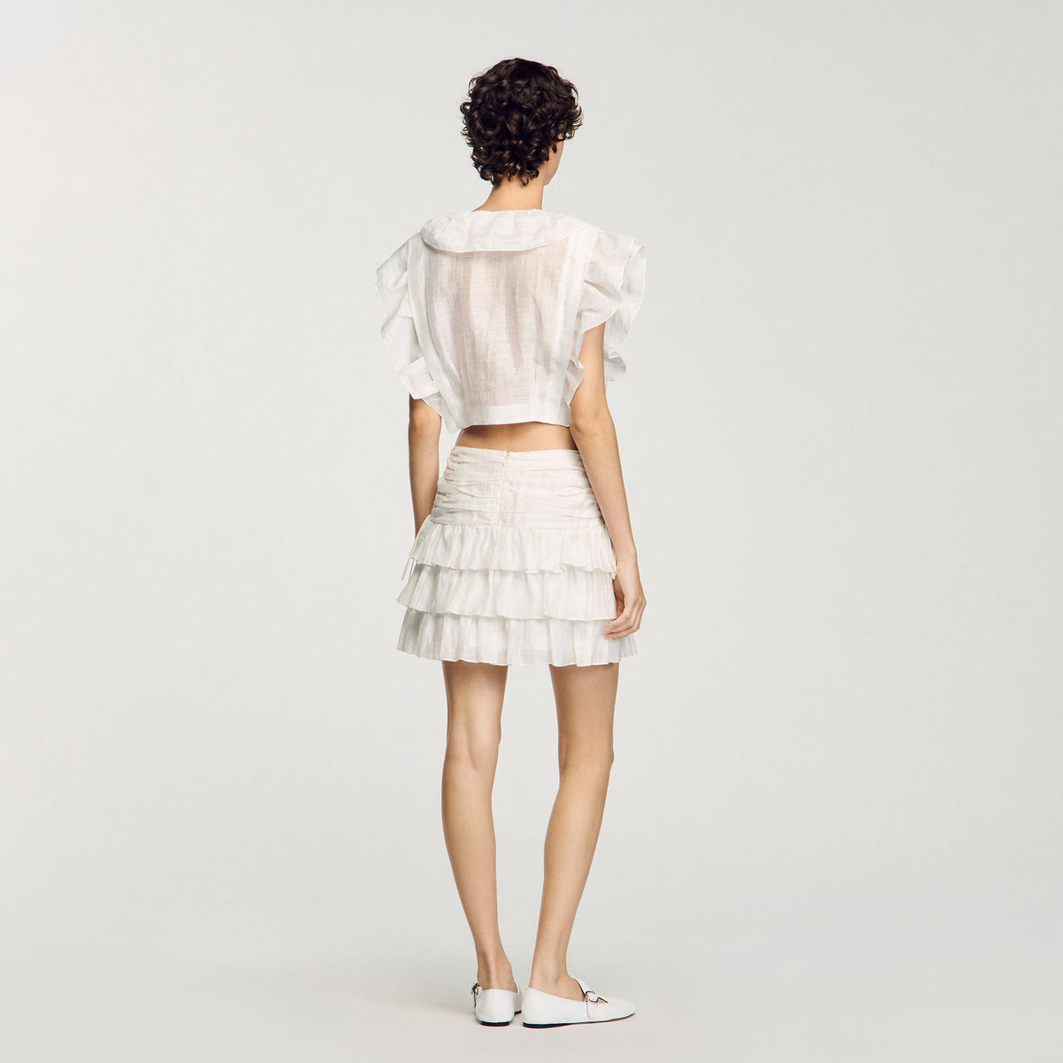 Sandro Ruffled crop top White