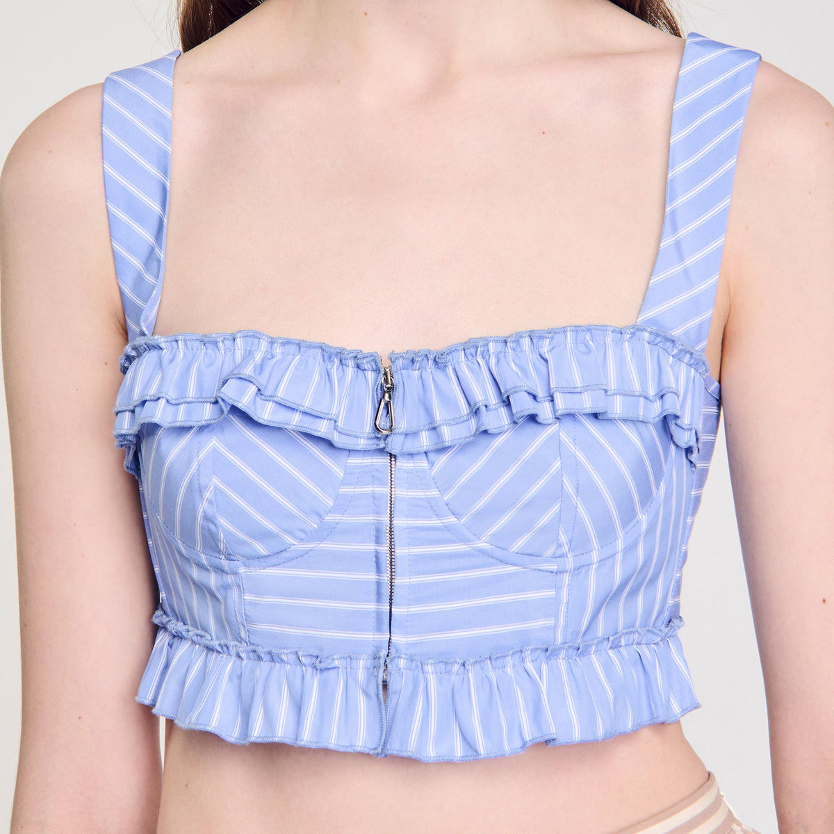 Sandro Striped crop top Blu / White
