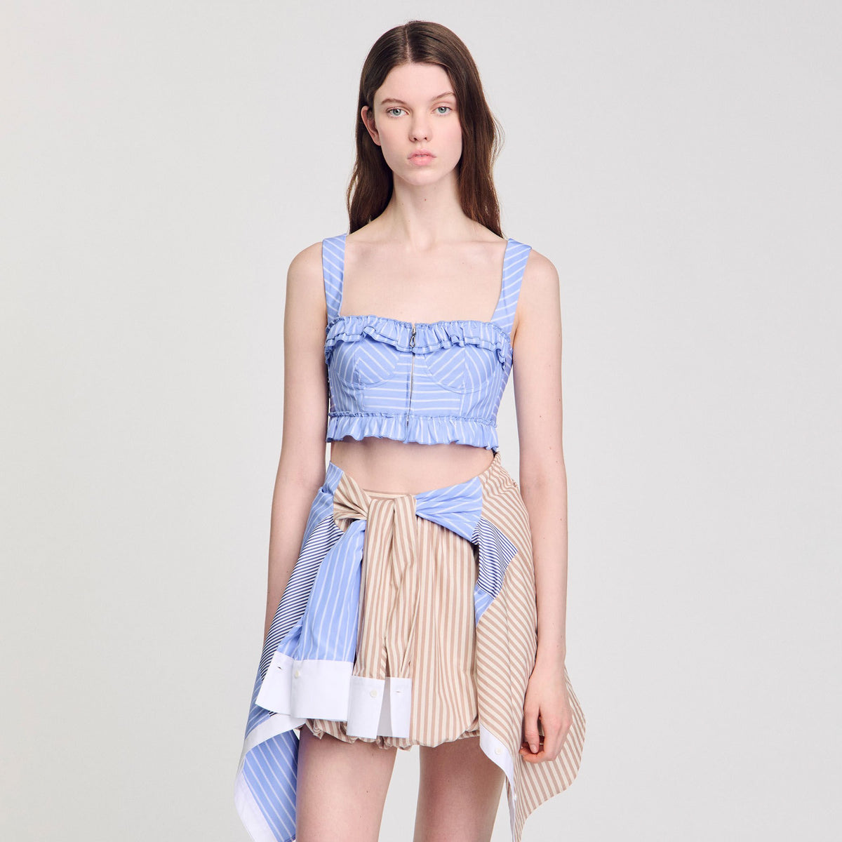 Sandro Striped crop top Blu / White