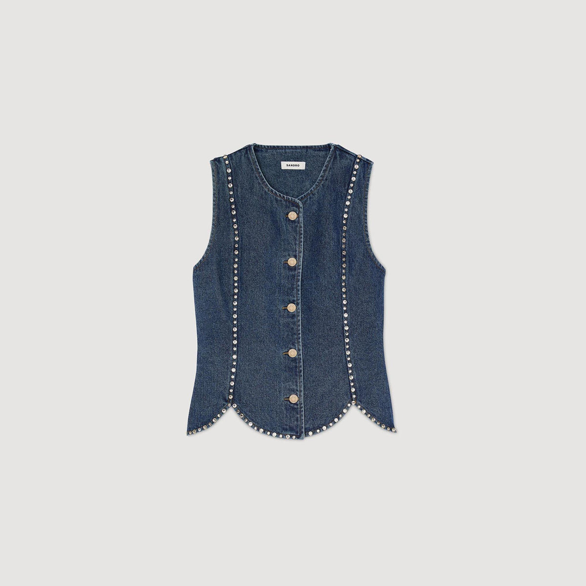 Sandro Rhinestone denim top Blue Jean